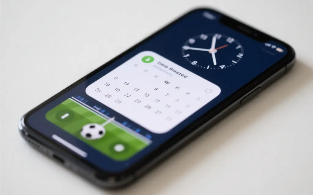 手机日历与世界时钟界面并排，标注比赛提醒与时区转换